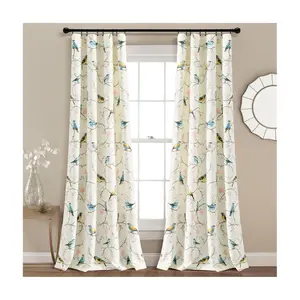 Botanical Bird & Flower Window Curtain 52" x 84" by Lush Decor