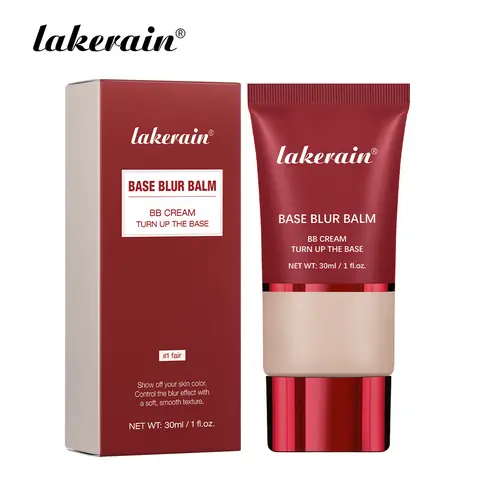 Lakerain Base Blur Balm BB Cream, Long Lasting Waterproof Flawless Coverage Foundation, Pore Blurring Moisturizing Skin Tint Makeup Base 30ml 3 Shades
