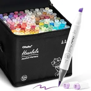Ohuhu Markers: Dual Tips - 104 Colors / 60 Colors - Double Tipped Alcohol Based Art Marker Set for Artist Adults Coloring Illustration - Acrylic / Alcohol / Sketchbook Series of Ohuhuart- Inventory Clearance