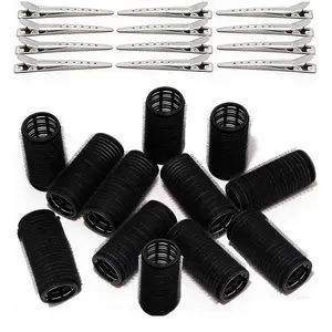 12-Piece Self-Hold Hair Curlers with Duckbill Clips, Plastic Hair Styling Tools, Ideal for Short and Long Hair DIY Salon Use, Self Grip Rollers, Heatless Curling Set