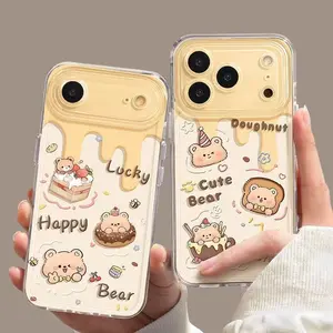 Cake Bear phone case suitable for iPhone17 Pro Max, anti-drop, transparent for iPhone16, European and American style, full protection for 15, 14, 13