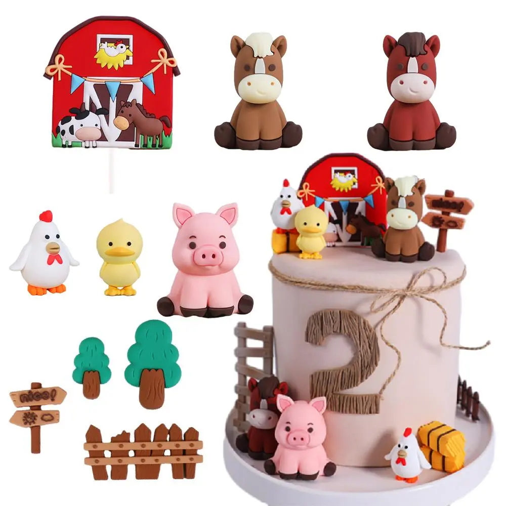 Farm Animal Cake Topper Cow ,Pig, Mountain Cattle, Chick Cake Decorations for Baby Shower Kids Happy 1st Birthday Party Supplies Farm Animal Cake Topper Cow ,Pig, Mountain Cattle, Chick Cake Decorations for Baby Shower Kids Happy 1st Birthday Party Supplies