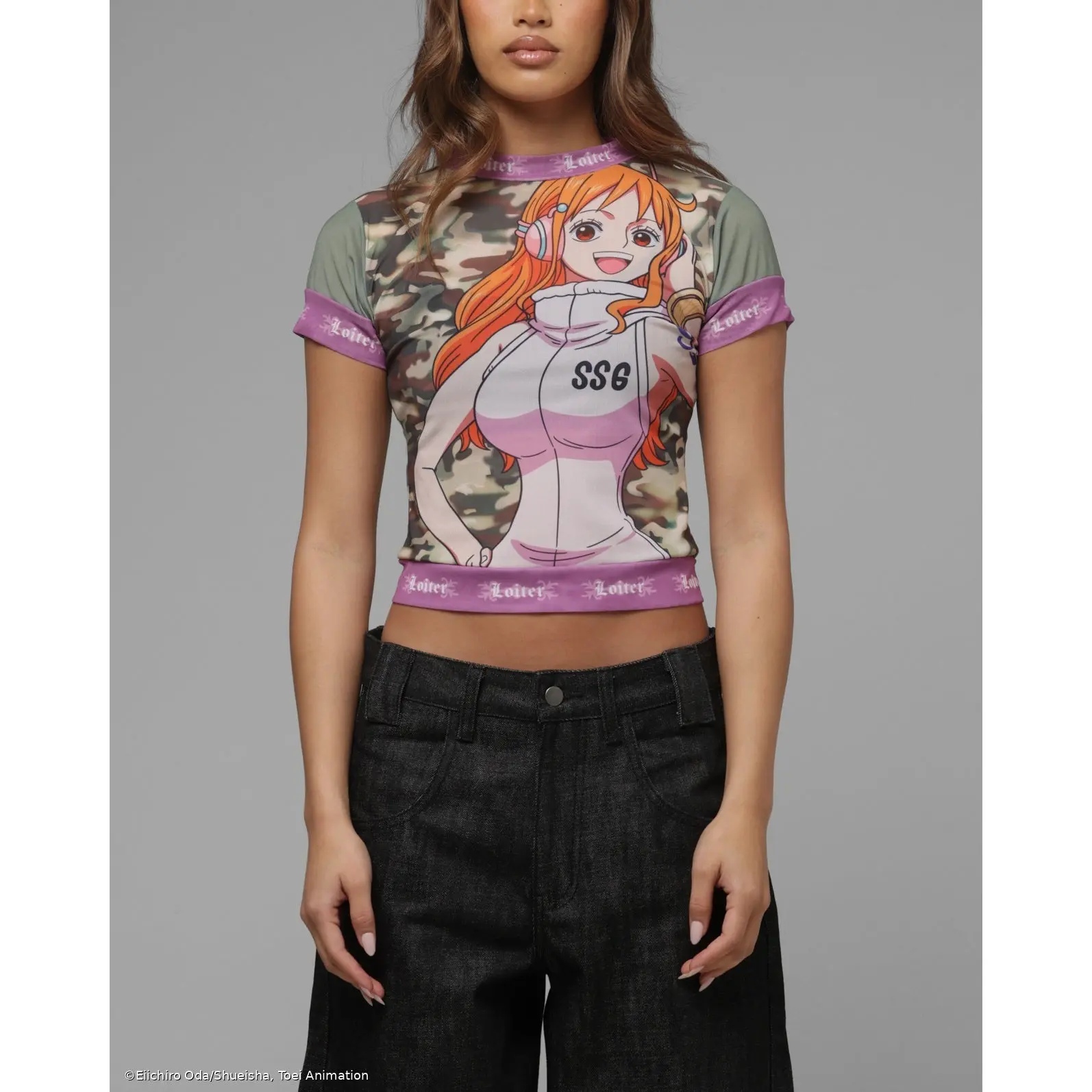Loiter X ONE PIECE Women's Nami Mesh T-Shirt Green Camo