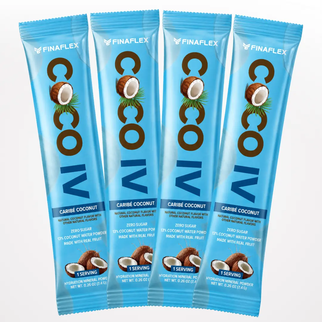 Finaflex COCO IV Hydration Drink Caribe Coconut Flavor SAMPLE Pack 4 Serving Low Sodium Zero Sugar with Magnesium for Enhanced Performance