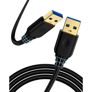 USB A to USB A  6FT, USB 3.0 Type A to A Male  Double Sided USB Cord for Data Transfer Compatible with External Hard Drives Laptops Cooling Pad/Fan Printer Scanner Speaker DVD Player USB Hub