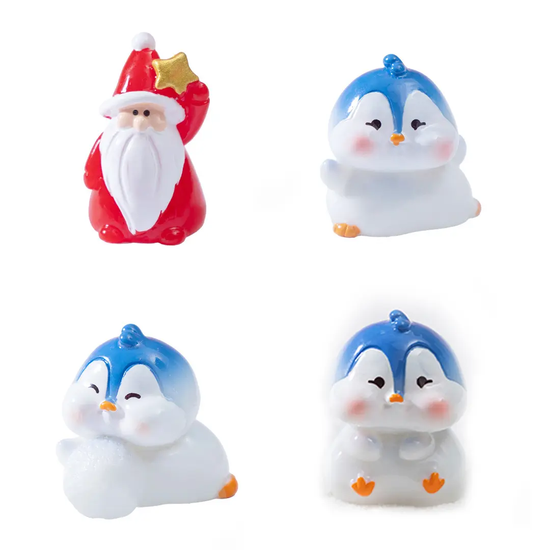 Abs Classic Christmas Tree Micro Landscape Decorations, Cute Santa Claus-Penguin Dolls, DIY Small Festive Home Ornaments