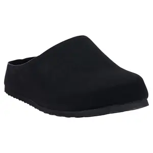 GC Shoes Women's Pax Black Flat Round Toe Slip-On Mule with Plush Fleece Lining for Indoor & Outdoor Comfort