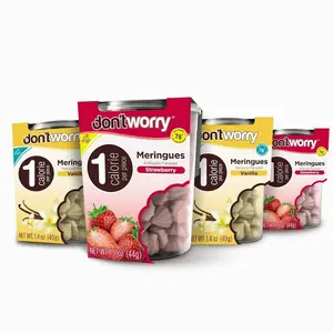 Don't Worry Keto Friendly Meringue Cookies - Strawberry & Vanilla Cookies, 4 Calorie Meringue Cookies, Low Carb Snacks, Healthy Protein Snacks - 4 Pack