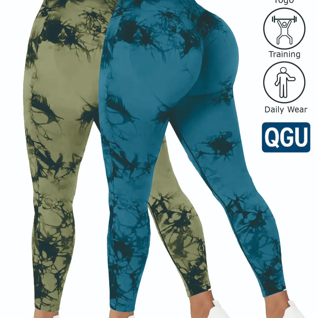 Women's Cropped Leggings, High Waist Tie Dye Knitted Polyamide Pants with Tummy Control and High Stretch for Yoga & Gym, Gym Sportswear Bottoms, Gym Tights Clothes