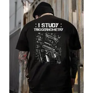 I Study Triggernometry Hoodie – Gun Diagram Mechanic Humor T Shirt for Men – Tactical Firearm Enthusiast Graphic