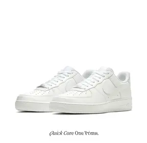 All-White Low-Top Casual Sneakers, Smooth Leather Upper, Shock-Absorbing Cushion, Non-Slip Outsole, Everyday Trainers For Men