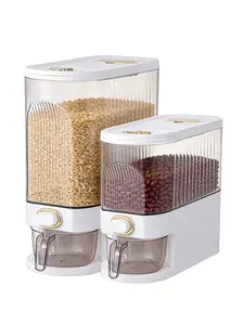 5kg/10kg large rice storage container used in kitchens and food storage rooms - saving space, moisture-proof, insect proof, and free of bisphenol A. It is a dry grain dispenser with a one click dispenser and measuring cup, suitable for household use