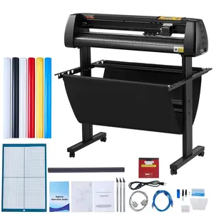 Vinyl Cutter 34 Inch Bundle for Design and Sign Making, Desktop Cutter with LCD Display, Manual and Computer Guided Plotter, Signmaster Software Compatible, Includes Supplies, Tools, Mats, Blades