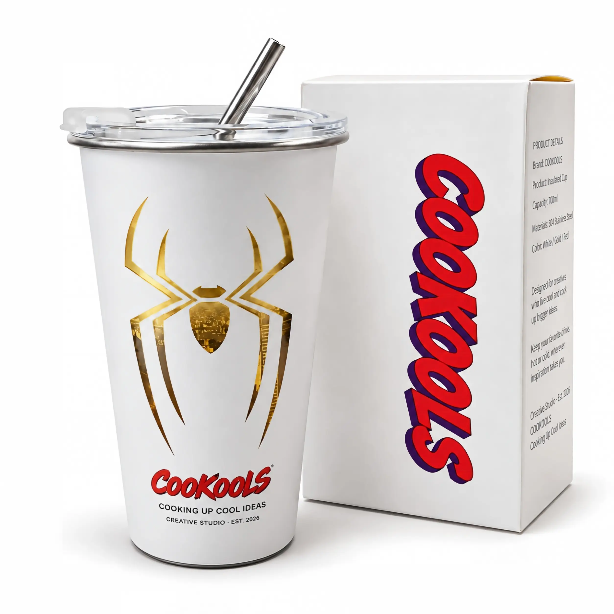 Spider Color Changing Tumbler, Cold Drink Activated Stainless Steel Cup, Reusable 23.7 OZ Travel Mug with Lid & Straw Party Halloween Christmas Gift