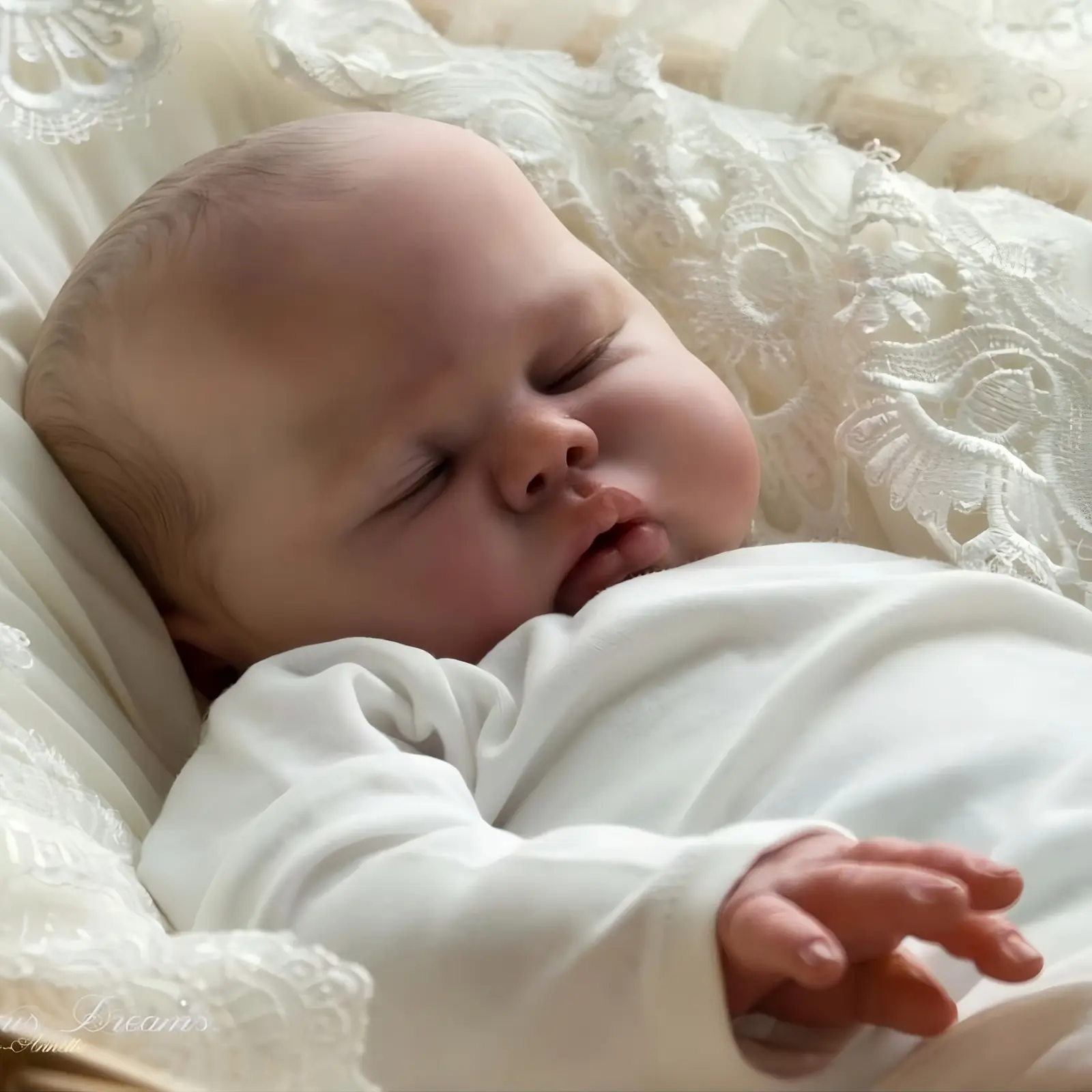 Lifelike 19 inch 48 cm Realistic Reborn Baby Doll Soft Vinyl Cloth Body Real Look Sleeping Baby Doll Painted Hair Lifelike Newborn Doll Toy for Ages 3+