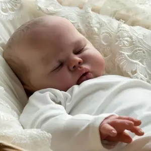 Lifelike 19 inch 48 cm Realistic Reborn Baby Doll Soft Vinyl Cloth Body Real Look Sleeping Baby Doll Painted Hair Lifelike Newborn Doll Toy for Ages 3+