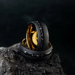 Cosmic Dust - Meteorite Ring Black, 8mm Width