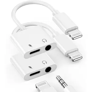 2 Pack [Apple MFi Certified] Apple Lighting to 3.5 mm Headphone Jack Adapter, 2 in 1 iPhone Headphone Jack Aux Audio + Charger Cable Splitter Adapter Dongle for iPhone 14 13 12 11 Pro Max XS XR X 8 7