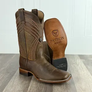 080 Piel Crazy Bota Para Vaquero Cowhide Boots with Square Toe & Multi-row Stitching for Durability Crazy Tan & Hibrido Miel Options