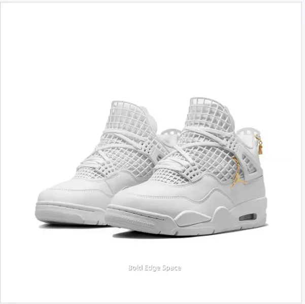 White Mid-Top Basketball Shoes with Mesh Overlay and Metallic Pendant