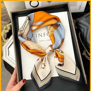 Women's Floral Print Square Scarf - Lightweight Sun Protection Shawl for Daily & Casual Wear