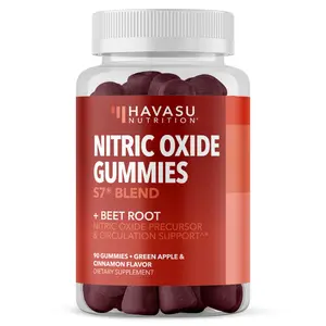 Nitric Oxide Gummies for Men and Women - Nitric Oxide Supplement with L-Arginine and Beet Root - Green Apple and Cinnamon Flavor - 90 Vegan, Gluten-Free and Non-GMO Nitric Oxide Gummies