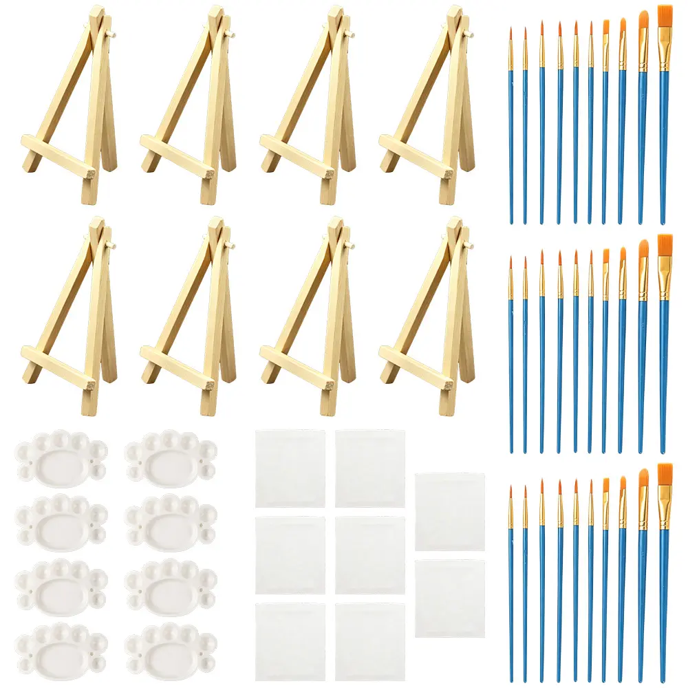 54 Pcs Canvas Boards for Painting, Art Canvas for Drawing with 30 Brushes & 8 Paint Trays, Mini Painting Canvas with Easel Set, Painting Kits for Adults Party (8 x 10 Inch) - Home Improvement.