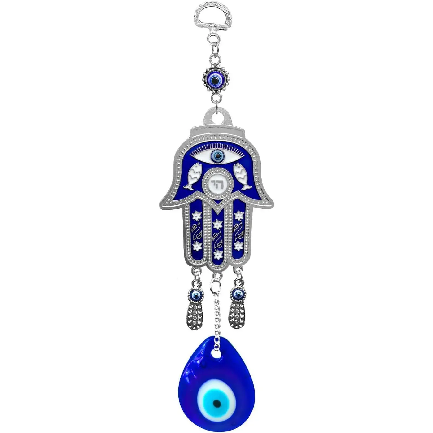 Blue Evil Eye Hanging Decoration Nazar Amulet Wall Hanging Home Protection and Blessing Decor (Hamsa)