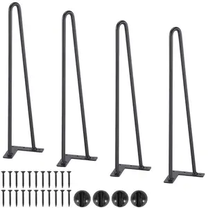 VEVOR 19" Hairpin Furniture Legs,  , Metal Home DIY Projects for Nightstand, Coffee Table, Desk, 500lbs Load Capacity with Rubber Floor Protectors, Metal Heavy Duty Sturdy Modern Table Legs, 4PCS Black