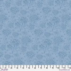 Fabric FreeSpirit Blue Hydrangea Primitive Cloth by the Quarter Yard PWSK093.BLUE
