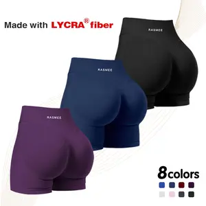 3pcs Lycra  Intensify Workout Shorts for Women Seamless Scrunch Short Gym Yoga Running Sport Active Exercise Fitness Shorts Womens Workout Seamless Scrunch Butt Lifting Shorts High Waisted Tummy Control Gym Yoga Shorts
