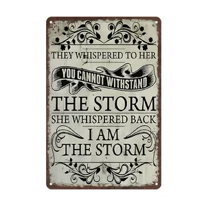 "I Am The Storm" Rustic Inspirational Aluminum Sign - 8x12" - Outdoor/Indoor Decor - Waterproof Weather-Resistant Raw Metal Industrial Gift