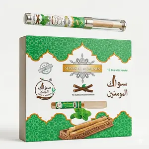 Mint Miswak with 6-Inch Luxury Protective Holder – Natural Oral Care Tool for Fresh Breath Anytime, Pack of 10 summervibes☀️