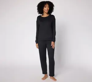 AnyBody Petite Lush Jersey Long Sleeve Top and Ankle Pants
