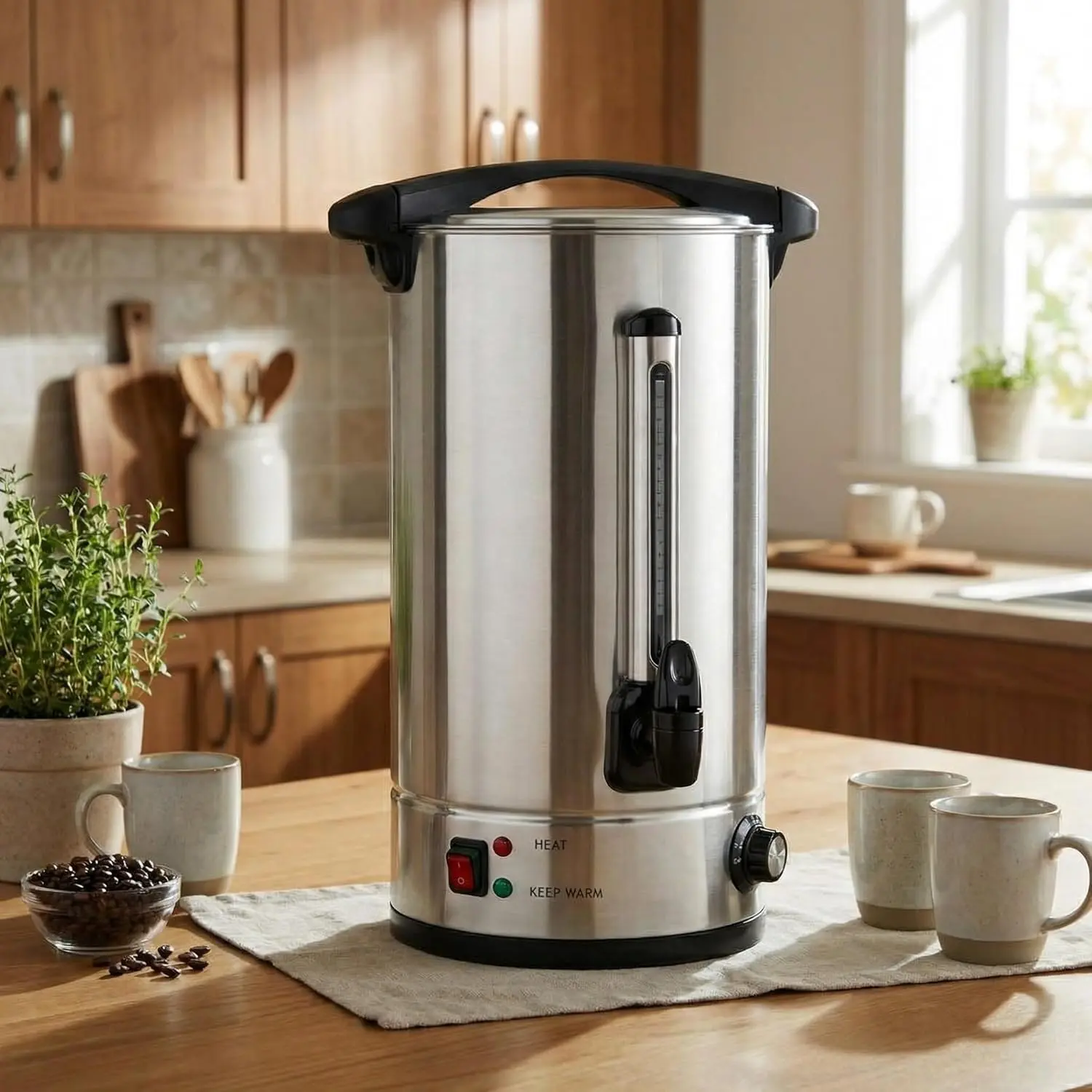 18 L/120 Cups Coffee Urn, Commerical Coffee Maker Hot Water Urn, Commercial Grade Large Percolator Pot Dispenser With Double-Wall Stainless Steel, Stays Hot for Tea & Beverage at Events & Catering