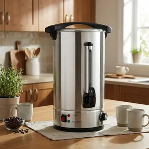 18 L/120 Cups Coffee Urn, Commerical Coffee Maker Hot Water Urn, Commercial Grade Large Percolator Pot Dispenser With Double-Wall Stainless Steel, Stays Hot for Tea & Beverage at Events & Catering