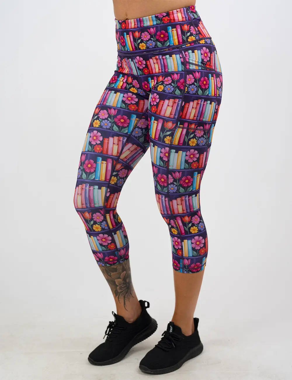 CVG Pages & Petals Women's Polyester Leggings - Floral Print, Workout Bottoms, Leggings Polyester