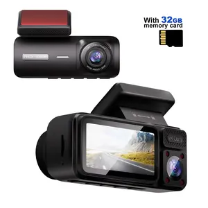 Car Dash Cam with 32GB Memory Card, Wired Front & Interior Dual-Lens HD Dash Camera for Car, With loop recording, G-sensor, Video Dashcam, Automotive Video Recorder