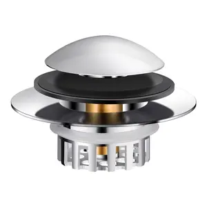 TioLooxy Push Button Bathtub Drain Stopper One Press Pop Up Tub Drain with Chrome Finish Secure Seal for Bathroom