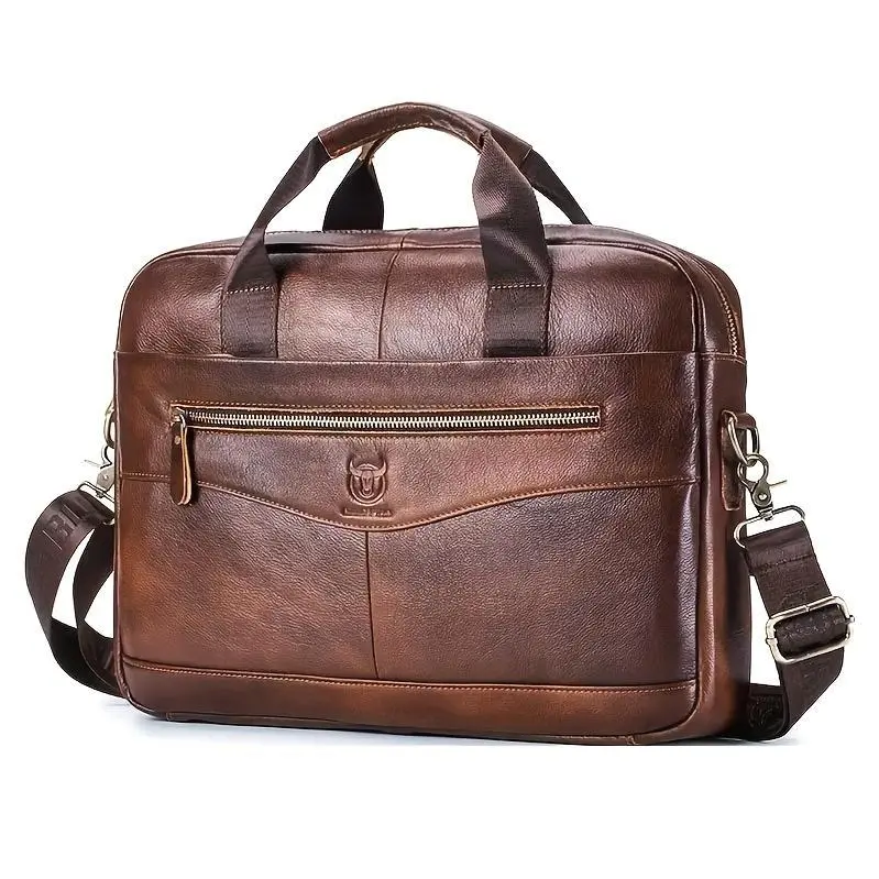 High-End Genuine Leather Men'S Multi-Functional Briefcase, Work Commuting Handbag, Top-Grain Cowhide Men'S Professional Business Bag