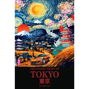 Cool Tokyo Japan with the Starry Night Concept of Van Gogh Journal Paperback: 100 Blank Ruled Pages 6x9 inch: I Love Tokyo Japan, Tokyo Notebook Diary, Back to School