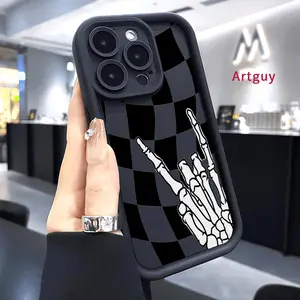 Case for iPhone 17 Air iPhone 16 Pro Max 15 Plus 16E 14 13 12 11 mini XS XR Mystery Hand Grid Advanced fashion gift Drop Protection Shockproof Soft Silicone smartphone Cover