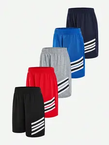 Boy's Striped Print Elastic Waist Shorts, Casual Comfy Breathable Shorts for Summer, Kids Bottoms for Daily Wear