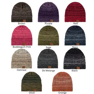 Trendy Ombre Cable Knit Beanie Skully for Women and Men - C.C YJ817 Winter Warm Hat
