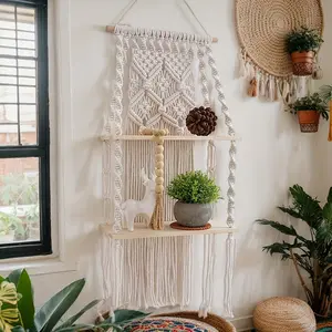 Handcrafted Bohemian Macram Cotton Rope Wall Hangers For Luxurious And Retro 2-story Home Decoration