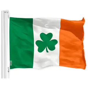 G128 Ireland Irish Shamrock Flag | 2x3 Ft | LiteWeave Pro Series Printed 150D Polyester | Indoor/Outdoor, Vibrant Colors, Brass Grommets, Thicker and More Durable Than 100D 75D Polyester