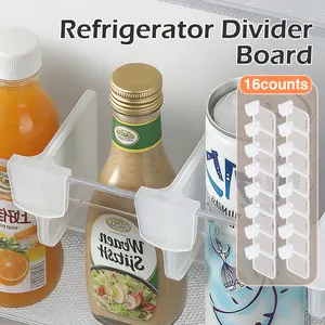 16 Counts Fridge Drawer Divider, Translucent Storage Dividers, Slide-to-Fit Design for Various Container Sizes