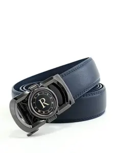 New Business Leather Belt, High-Quality R Letter Automatic Buckle, Casual Pants Belt for Middle-Aged Men, Versatile Elastic Waistband, Trendy Exquisite Belt, Premium Belts