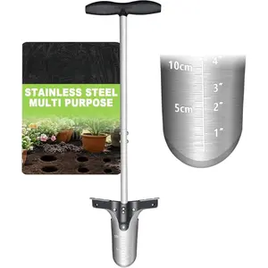 Bulb Planter Tool with Long Handle and Foot Pedal Heavy Duty High Carbon Steel Garden Dibber Sod Plugger  for Planting Bulbs Tubers and Lawn Care, for Digging, Grass Plug, Soil, Tulips