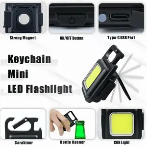 Outdoor Portable Mini Keychain Light,COB Emergency Lamp, Multifunctional Pocket Light, 3 Gear Adjustable Keychain Light for Outdoor Camping Hiking,Portable Flashlight, High Lumen Flashlight